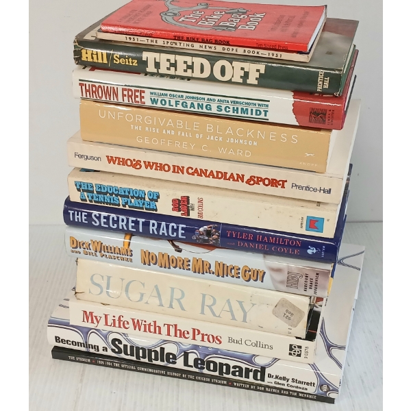 LOT OF 13 - ASSORTED SPORTS GUIDES, MAGAZINES & BOOKS - CYCLING, TENNIS, GOLF, ETC