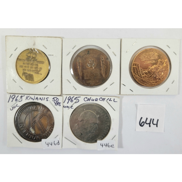 LOT OF 5 - MISC MEMORIAL TOKENS - INCL JFK