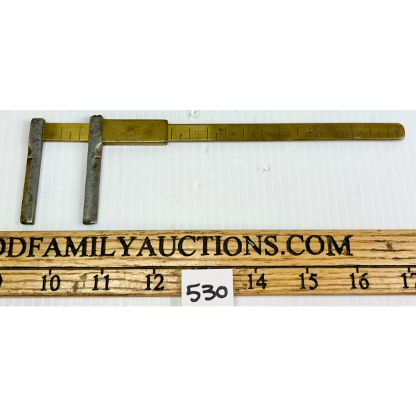 FRENCH BRONZE/STEEL HAND ENGRAVED SLIDING RULER