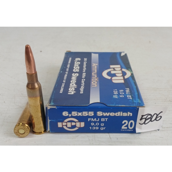 AMMO: 20X PPU 6.5X55 SWEDISH - 139GR - FMJ