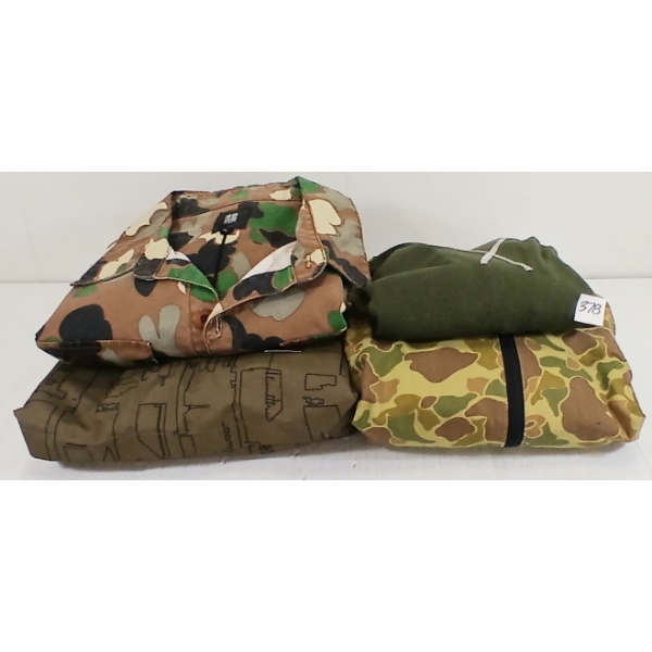 LOT OF 4 - MEN'S LONG-SLEEVED SHIRT & CAMO SPRING JACKETS - MFG INSIGHT, RAGWEAR, ETC