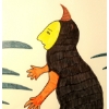 Image 2 : "SHAMAN-BRID TRANSFORMATION" BY AGNES NANOGAK (1925 - 2001) - FRAMED MARKER ON BOARD