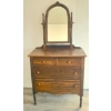 Image 2 : LATE VICTORIAN STYLE PINE VANITY DRESSER W/ SWIVEL MIRROR 