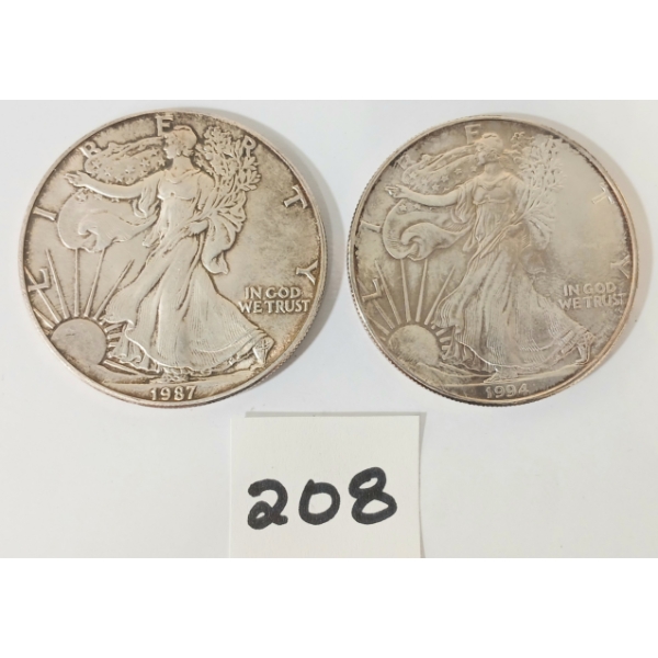 1987 & 1994 US WALKING LIBERTY SILVER DOLLARS