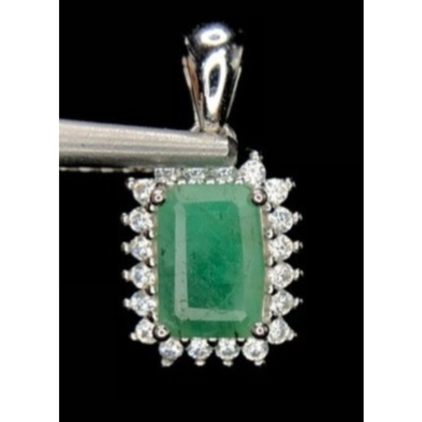 EMERALD & CUBIC ZIRCONIA STERLING SILVER PENDANT ($2,268)