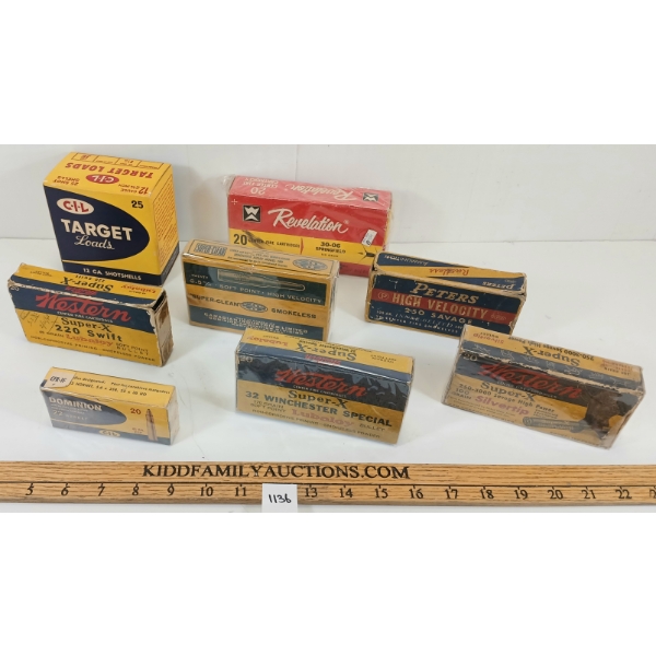 LOT OF 8 - COLLECTIBLE AMMO BOXES - INCL WESTERN, ETC