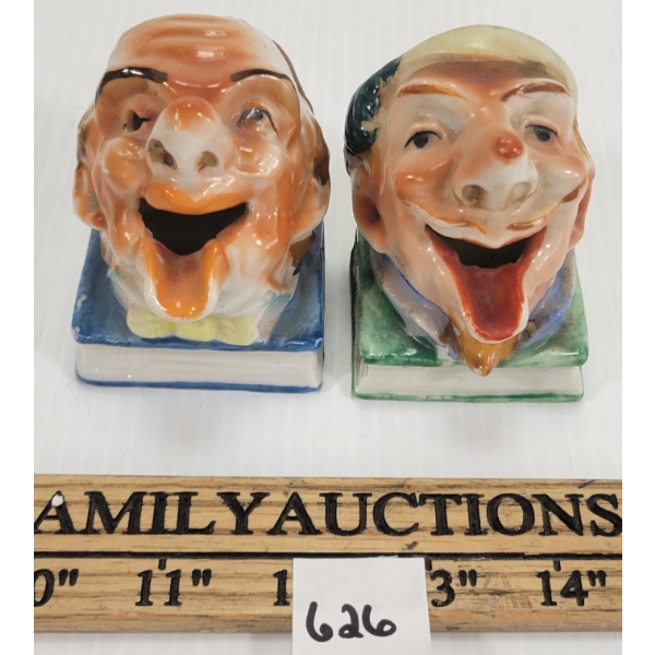 LOT OF 2 - HAND DECORATED CERAMIC SMOKERS