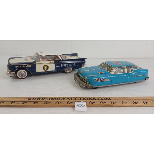 LOT OF 2 - TIN FRICTION HIGHWAY PATROL & POLICE CARS