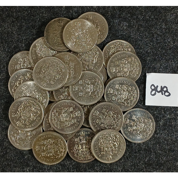 LOT OF 35 - 1969-1985 CDN 50 CENT PCS