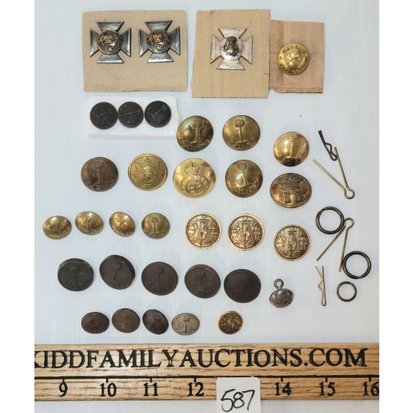 JOB LOT - UNIFORM BUTTONS - ROYAL WEST AFRICA FRONTIER FORCE, MADRAS PIONEERS, ETC