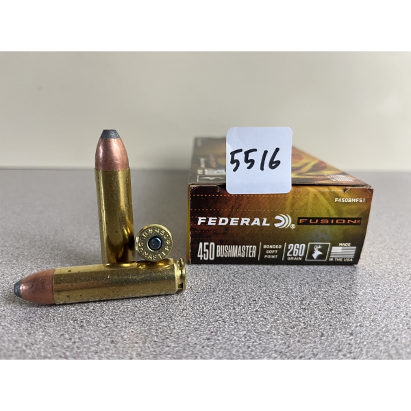 AMMO: 20X FEDERAL FUSION 450 BUSHMASTER 260 GR. SP