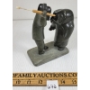 Image 2 : MAN W/ SPEAR THREATENING WOMAN & CHILD BY JOHNNY MEEKO SR. (PRS CDN ARTIST) - STONE 