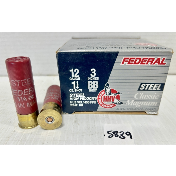 AMMO: 23X FEDERAL 12 GA 3 IN NO BB STEEL 