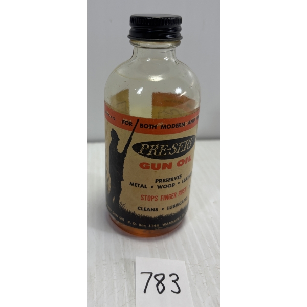 PRE-SERV 4 OZ COLECTIBLE BOTTLE W/ PAPER LABEL & CONTENTS