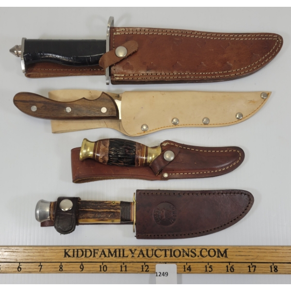 LOT OF 4 - ALABAMA SLAMMER, BOONE, TIMBER RATTLER 221S & TR52 HUNTING KNIVES