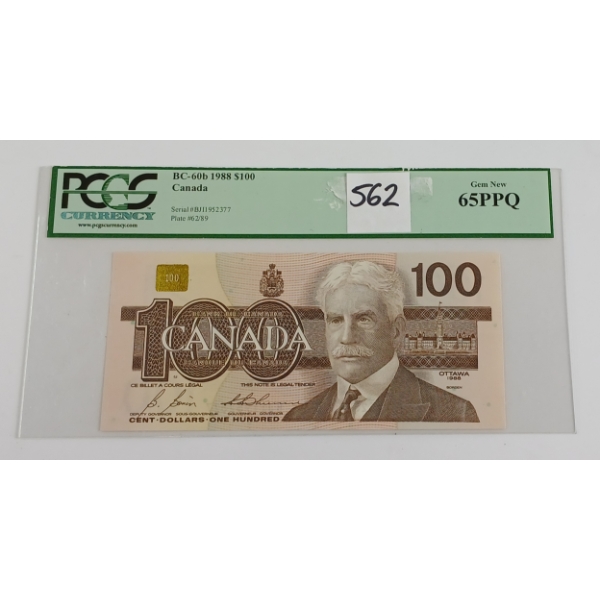 1988 CDN $100 BANKNOTE - BC-60B GRADE