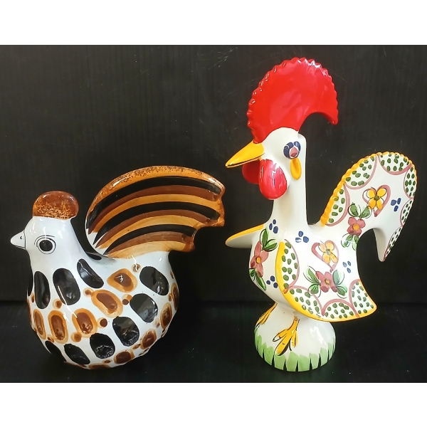 LOT OF 2 - PORTUGAL ROOSTER OF LUCK & HAPPINESS & MEXICAN FOLK ART ROOSTER