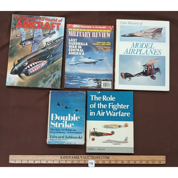 LOT OF 5 - BOOKS - "THE WONDERFUL WORLD OF AIRCRAFT", "DOUBLE STRIKE", "MODERN AIRPLANES", ETC