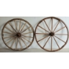 Image 2 : LOT OF 2 - WOOD SPOKE WHEELS W/ METAL OUTER RING