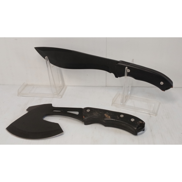 LOT OF 2 - WORK PRO KNIFE & AXE W/ SHEATHS