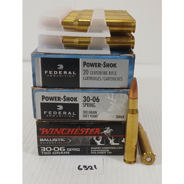 AMMO: 60X FEDERAL & WINCHESTER .30-06 SPRG - 150 & 180GR - SP & POLYMER TIP