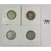 Image 2 : LOT OF 4 - 1902, 1905, 19010 & 1913 CDN 25 CENT SILVER COINS