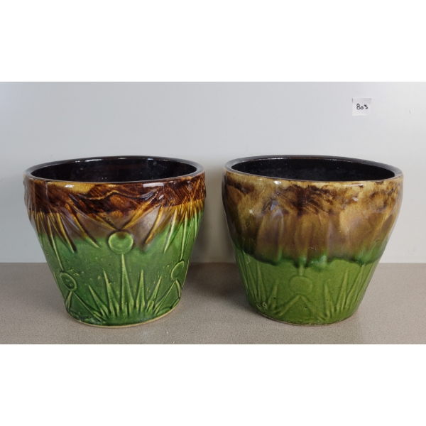 LOT OF 2 - ROSEVILLE POTTERY(?) PLANTERS