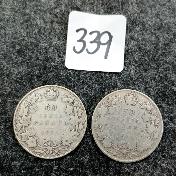LOT OF 2 - 1918 & 1919 CDN 50 CENT COINS