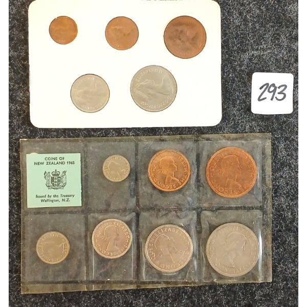 LOT OF 2 - 1965 COINS OF NEW ZEALAND PROOF SET & BRITAIN'S 1ST DECIMAL COINS SET