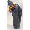 Image 7 : "FIGURE W/ HUNCHED BACK & BEAD WORK" BY MARY TUTSWEETOK (PRS CDN ARTIST) - STONE & BEADS