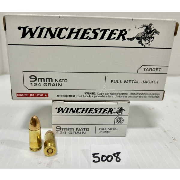 AMMO: 100X WINCHESTER 9 MM NATO - 124 GR FMJ