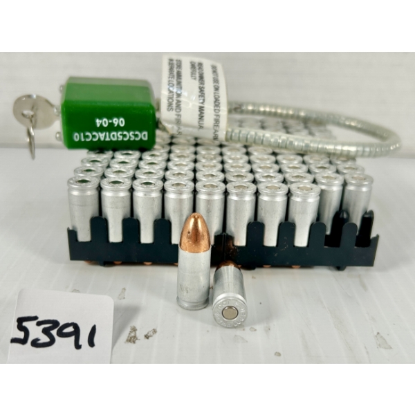 AMMO: 100X BLAZER 9 MM - 115 GR FMJ & CABLE LOCK