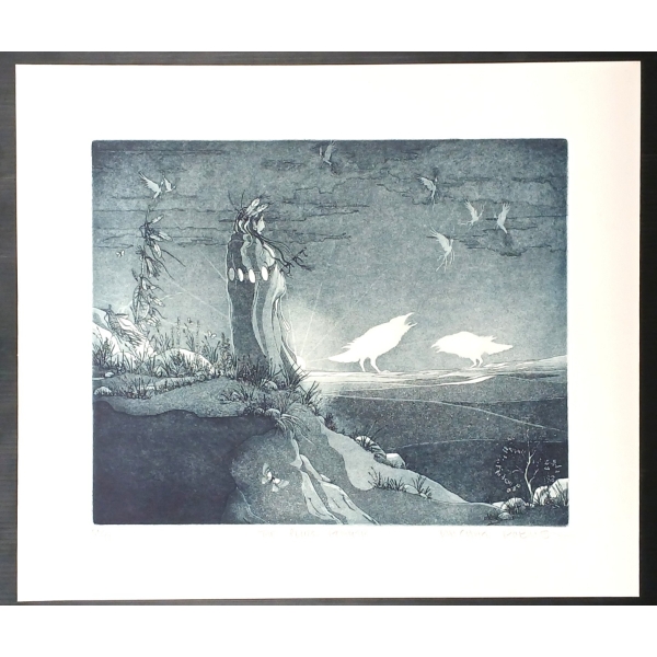 "THE FLUTE PLAYER" BY MICHAEL ROBINSON (1948-2010) - ETCHING