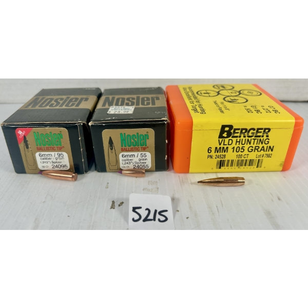 BULLETS: APPROX 90X 6MM 55GR. & 95GR. & 105GR. 