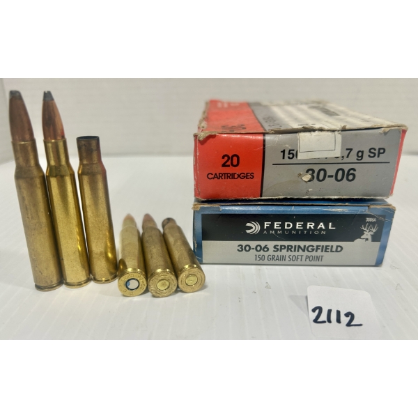 AMMO / BRASS: 31X LIVE & 6X BRASS .30-06 SPRG - 150 GR SP