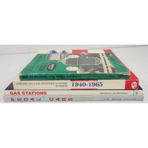 LOT OF 4 - MISC PUBLICATIONS - INCL PEDAL CARS, AMERICAN CAR SPOTTER'S GUIDE & GAS STATIONS