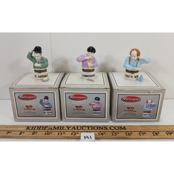 LOT OF 3 - RETROSPECT THE THREE STOOGES MINI FIGURINES