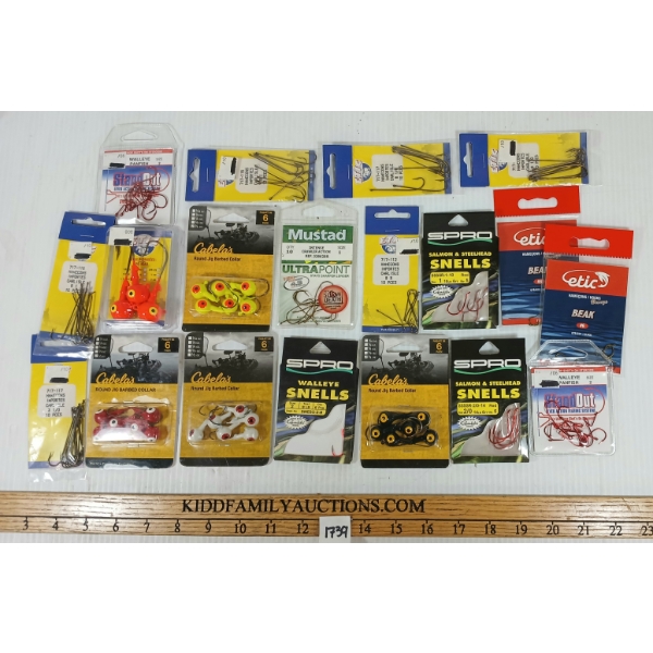 JOB LOT - FISH HOOKS - INCL ROUND JIG BARBED COLLARS