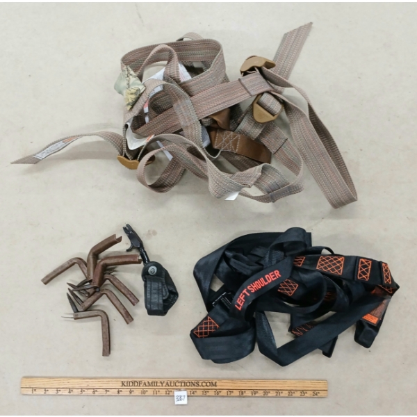 JOB LOT - BODY HARNESSES, TREE PEGS & ARCHERY ACCESSORY