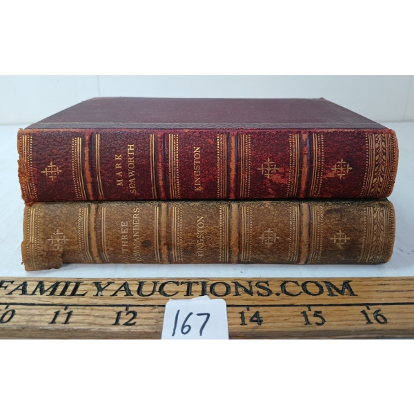 LOT OF 2 - HARDCOVER BOOKS - "THE THREE COMMANDERS" & "MARK SEAWORTH" BY WILLIAM H.G. KINGSTON