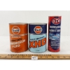 Image 1 : LOT OF 3 - GULF MOTOR OIL & TRANSMISSION QT FIBRE CANS - STP COIN BANK