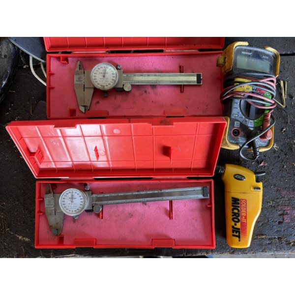 JOB LOT - MITUTOYO CALIPERS, AMP METER
