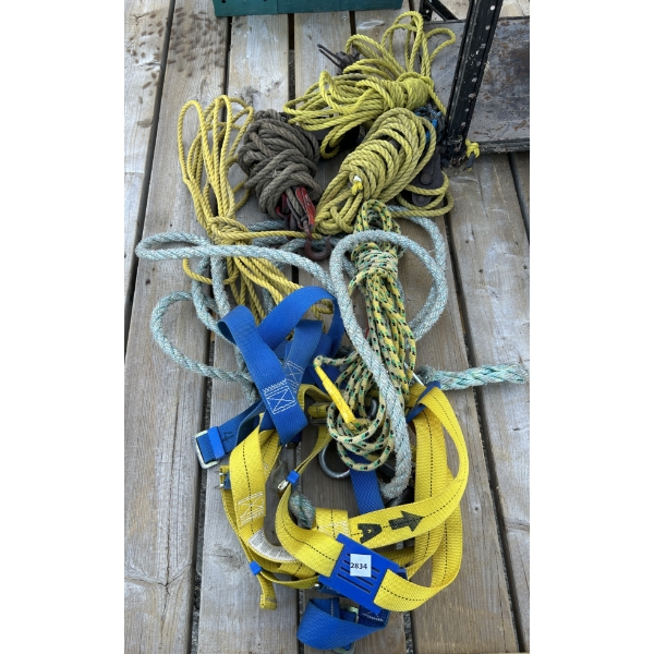 JOB LOT - ROPE, PULLEY, FALL HARNES