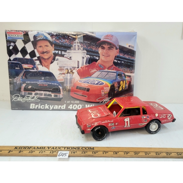 LOT OF 2 - MONOGRAM BRICKYARD 400 WINNERS MODEL KIT & GAY TOYS UNO RACE CAR