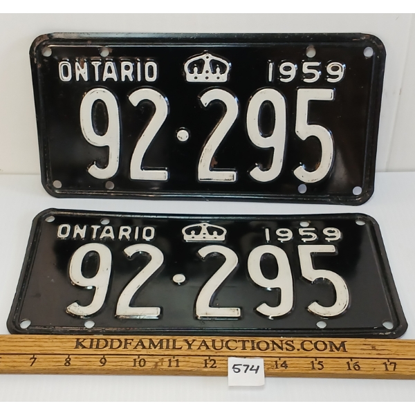 PAIR OF 1959 ONTARIO LICENCE PLATES