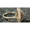 Image 4 : LADIES' 18K WHITE GOLD NAVETTE RING W/ DIAMOND & RUBIES CLUSTER
