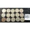 Image 2 : LOT OF 15 - 1955-1969 CDN 10 CENT COINS - INCL SILVER