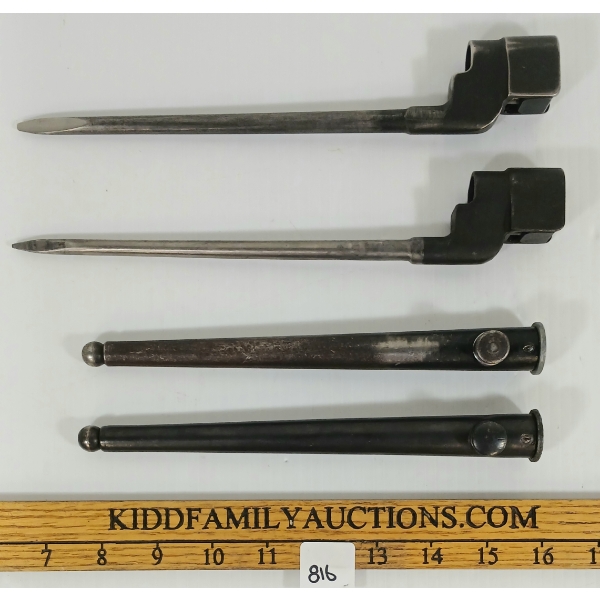 LOT OF 2 - LEE ENFIELD NO. 4 MK 1 SPIKE BAYONETS W/ SCABBARDS