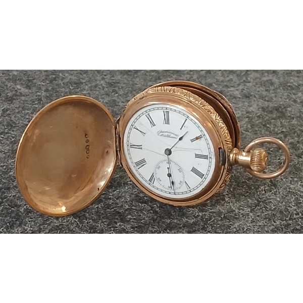 AMERICAN WALTHAM 7J GOLD TONED POCKET WATCH - GRADE 900 - MODEL 1857