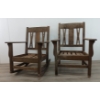 Image 1 : PAIR OF MR & MRS SOLID OAK CHAIRS